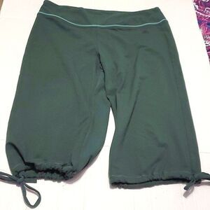 Adidas Climalite Green Drawstring Calf Crop Stretchy Pants Athleisure L